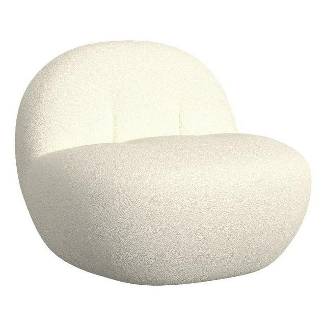 Armless Swivel Chair White Faux Shearling - HomePop: Upholstered Accent, Metal & Wood Frame, 300 lbs Capacity