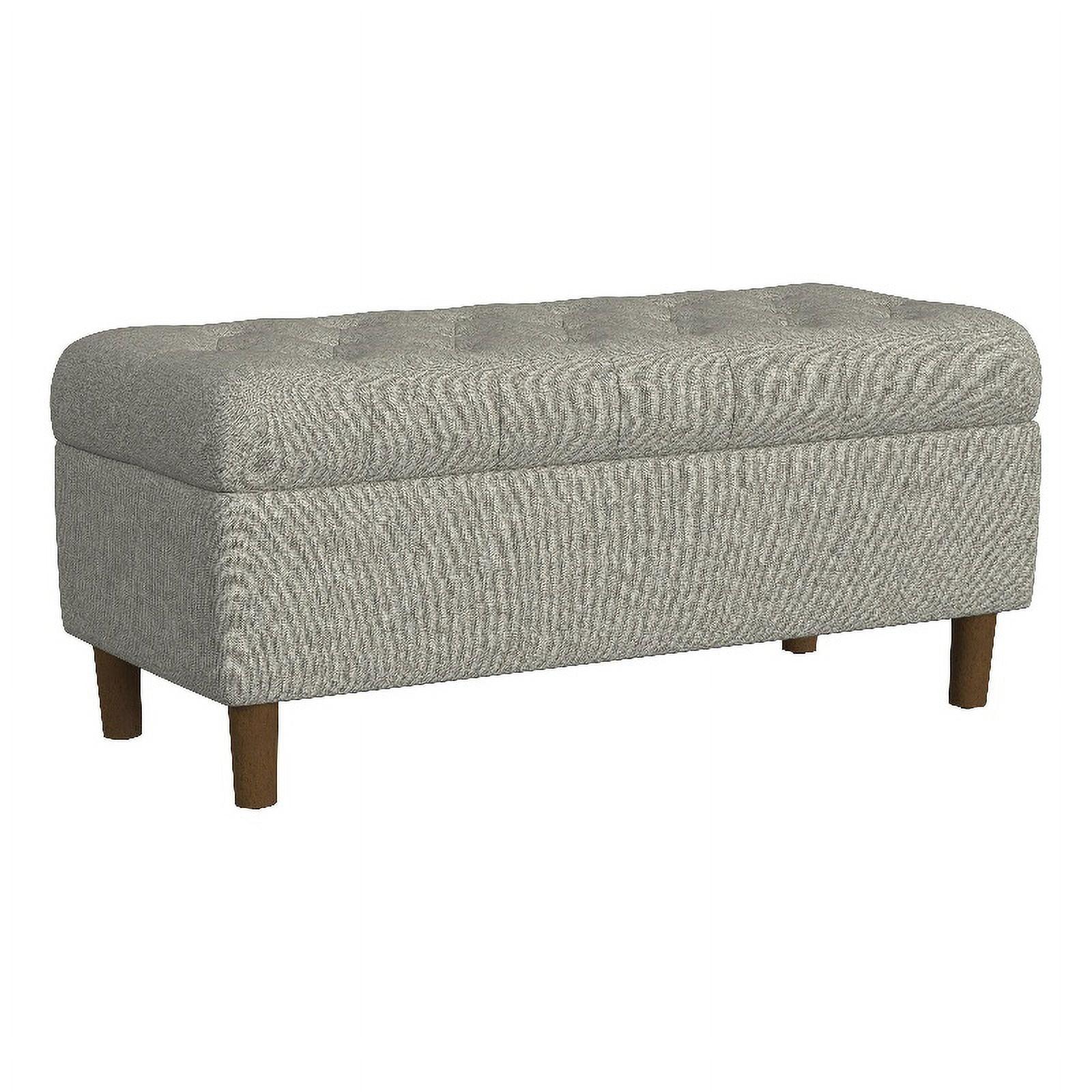 Button Tufted Storage Bench with Cone Wood Legs Gray - HomePop: Hinged Lid, Bedroom Ottoman