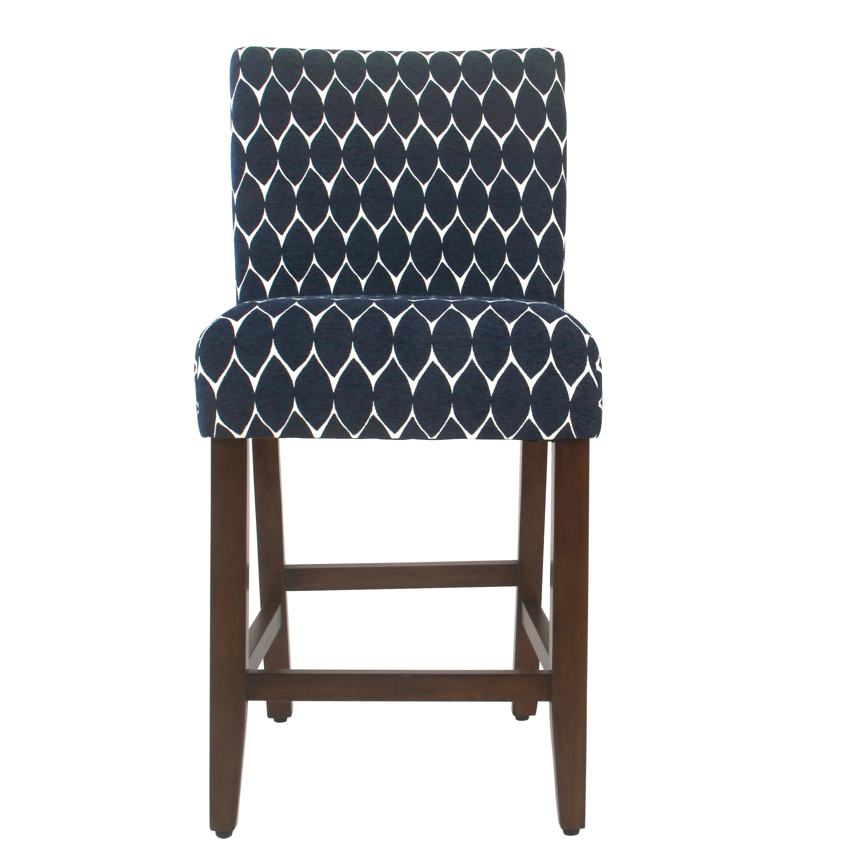 Navy Classic Parsons 24" Upholstered Counter Stool with Wood Legs