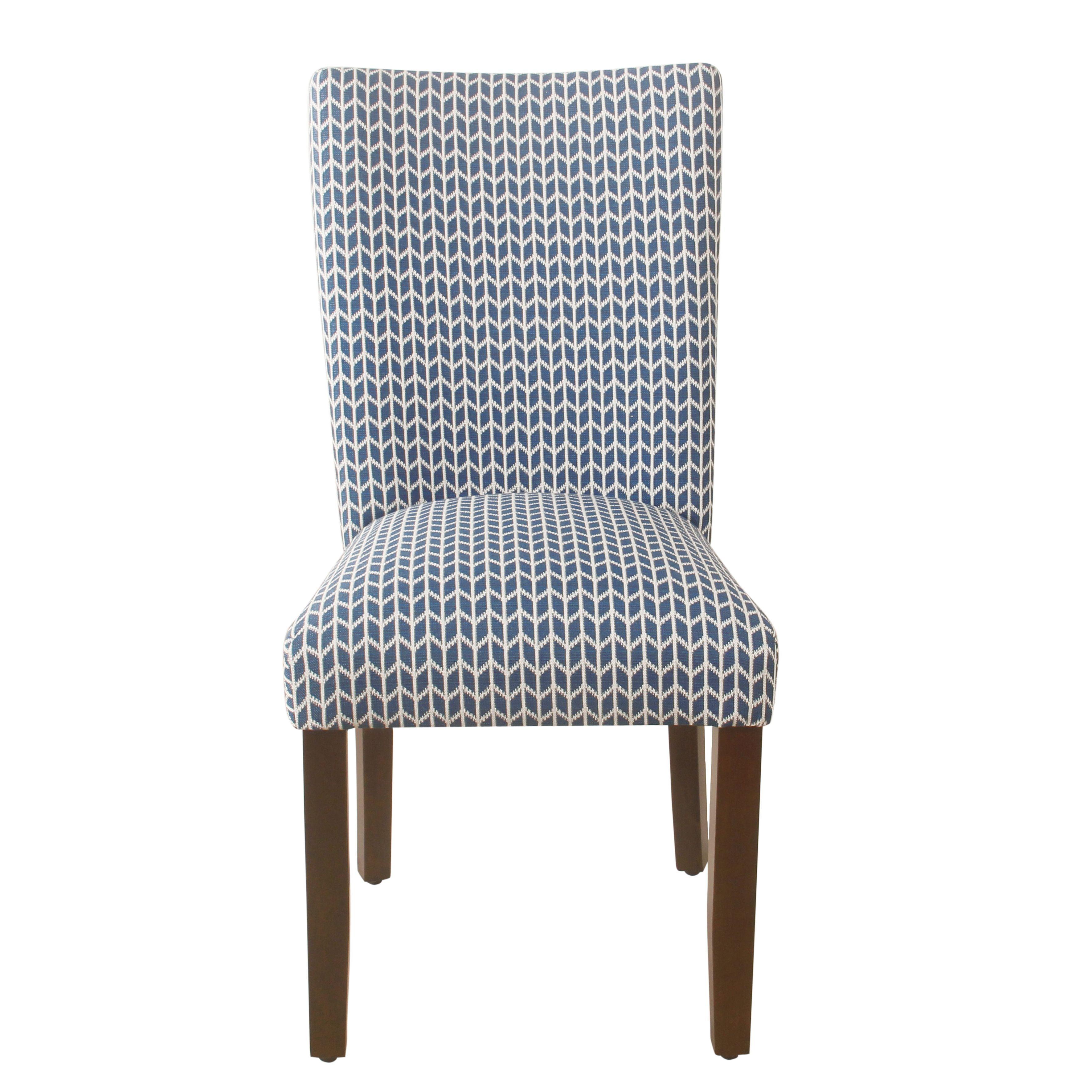 Blue Geometric Faux Leather Parsons Side Chair Set