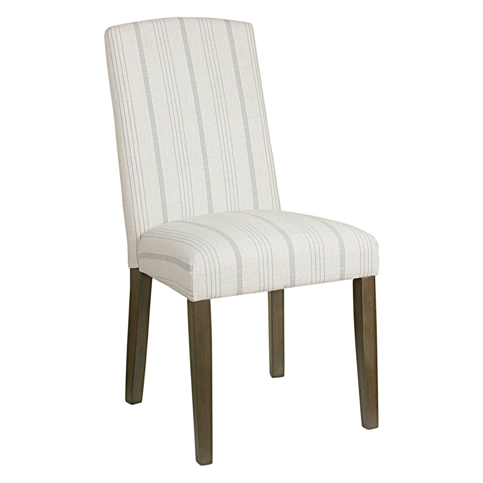 Gray Linen Upholstered Parsons Side Chair with Wood Legs