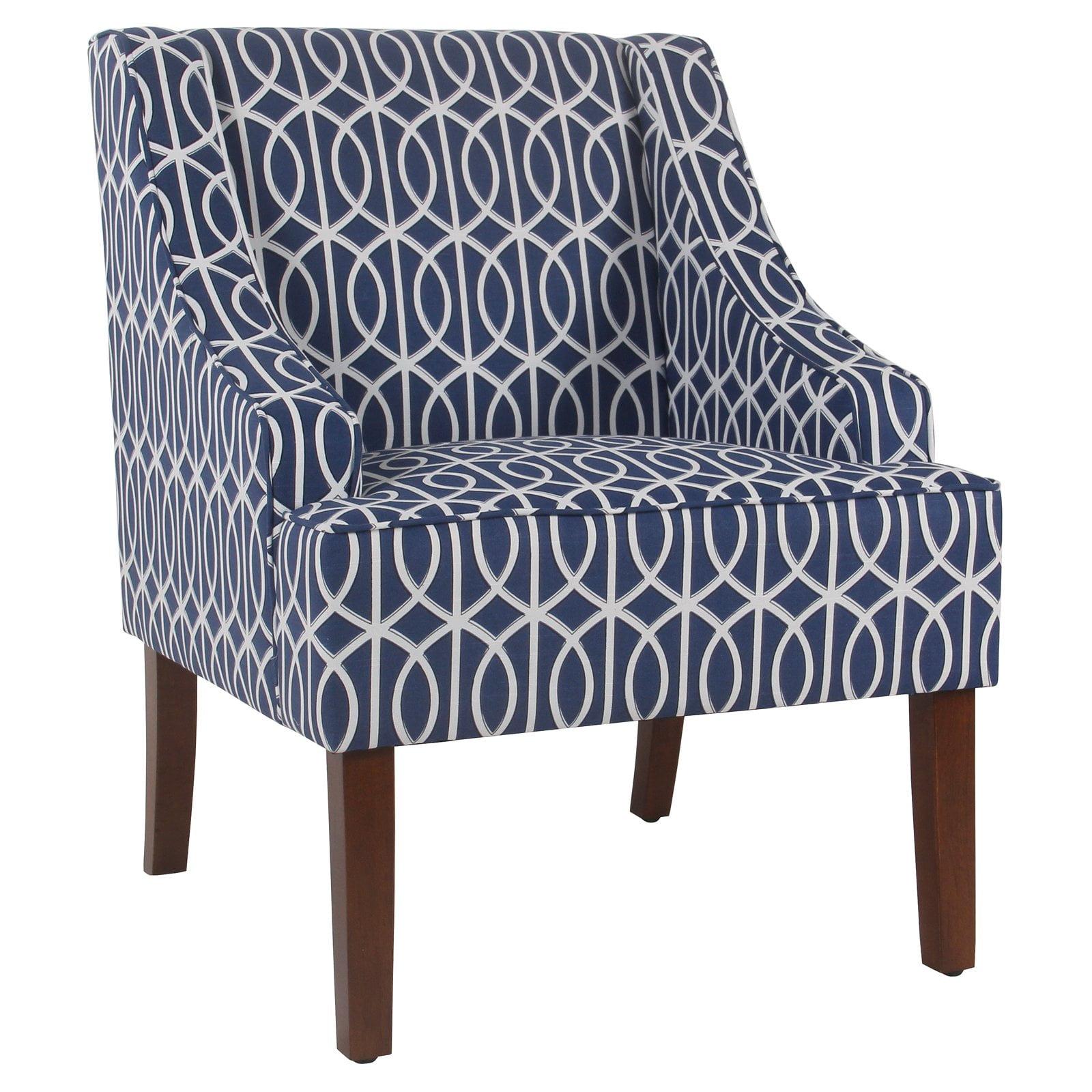 HomePop Classic Swoop Accent ArmChair - Cream and Blue Geometric
