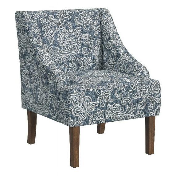 Classic Swoop Arm Chair Jacobean Print Denim - HomePop: Upholstered Polyester, Foam Fill, Hardwood Frame