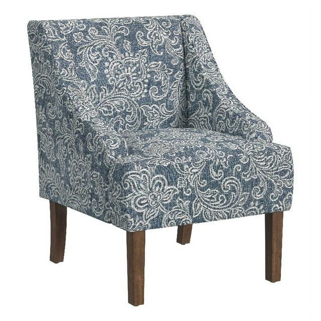 Classic Swoop Arm Chair Jacobean Print Denim - HomePop: Upholstered Polyester, Foam Fill, Hardwood Frame