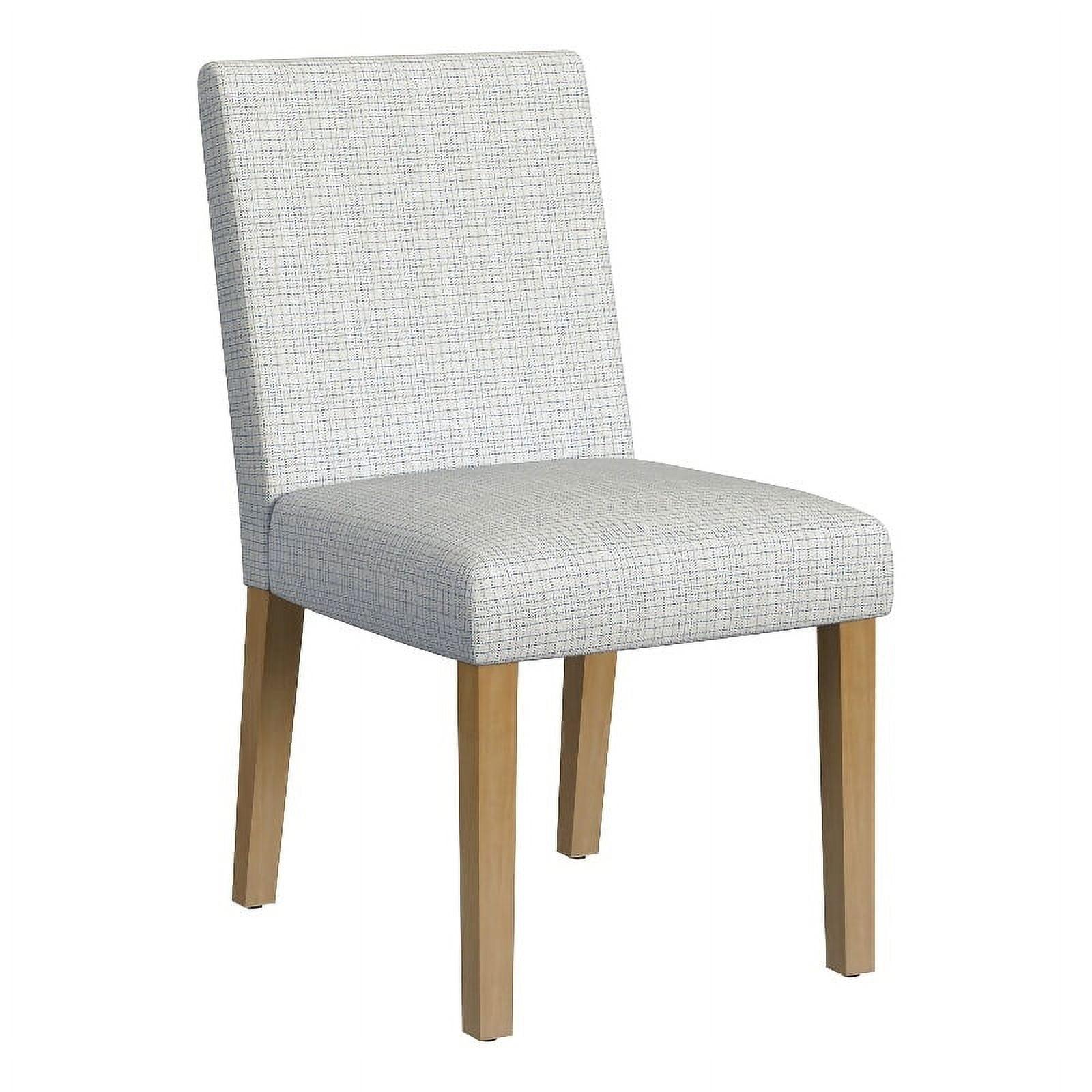 Cream Mini Grid Pattern Upholstered Parsons Side Chair with Wood Legs