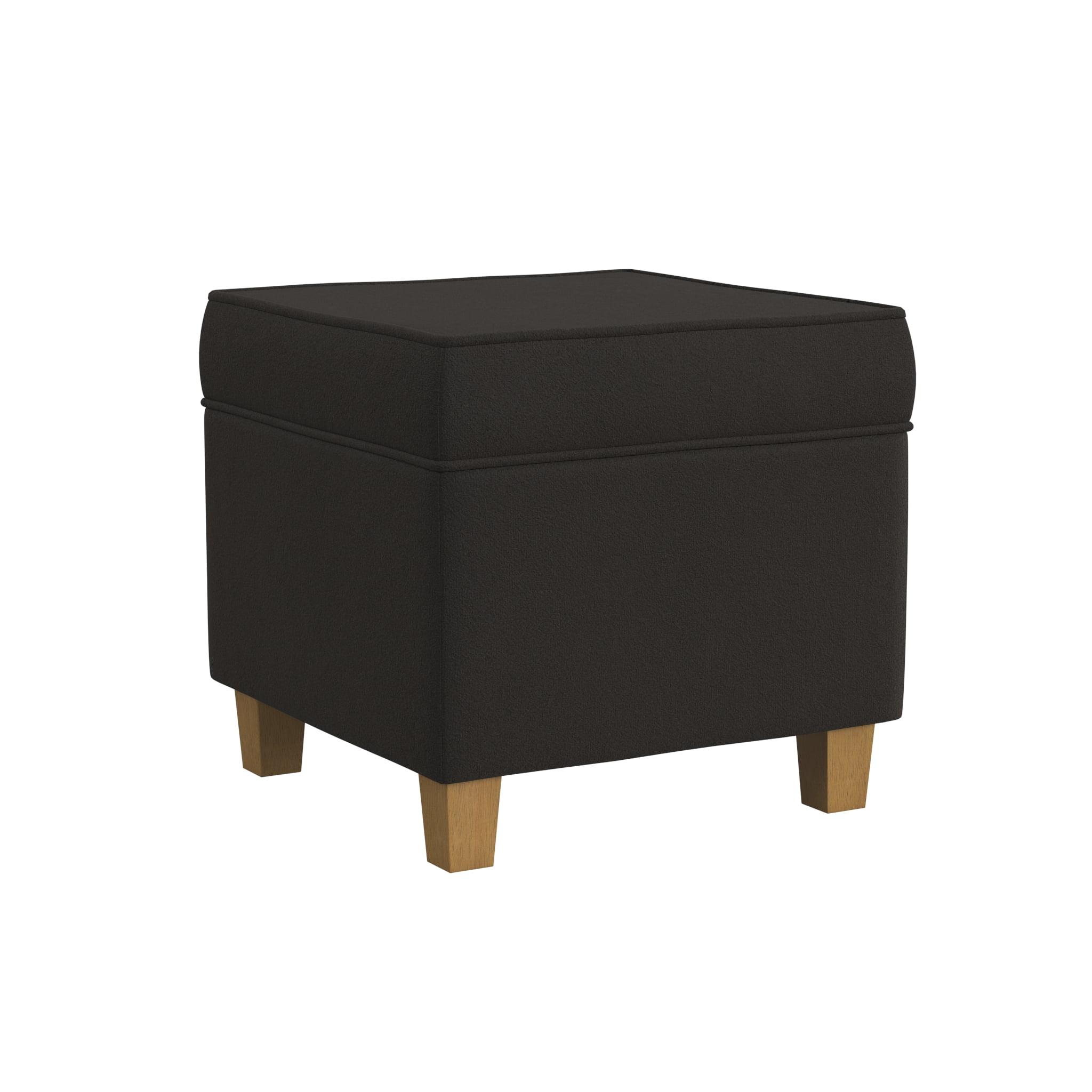24" Dinah Storage Ottoman Chocolate Brown - HomePop: Velvet Upholstered, Honey Oak Wood Legs, Safety Hinges