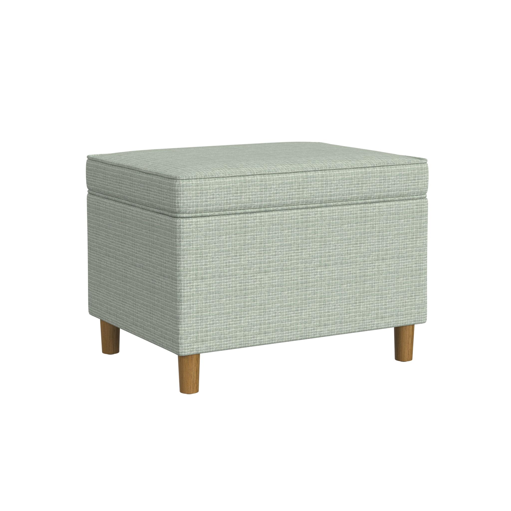 HomePop 24" Dinah Storage Ottoman Sage: Upholstered Footstool, Traditional Rectangle Shape, Spot Clean