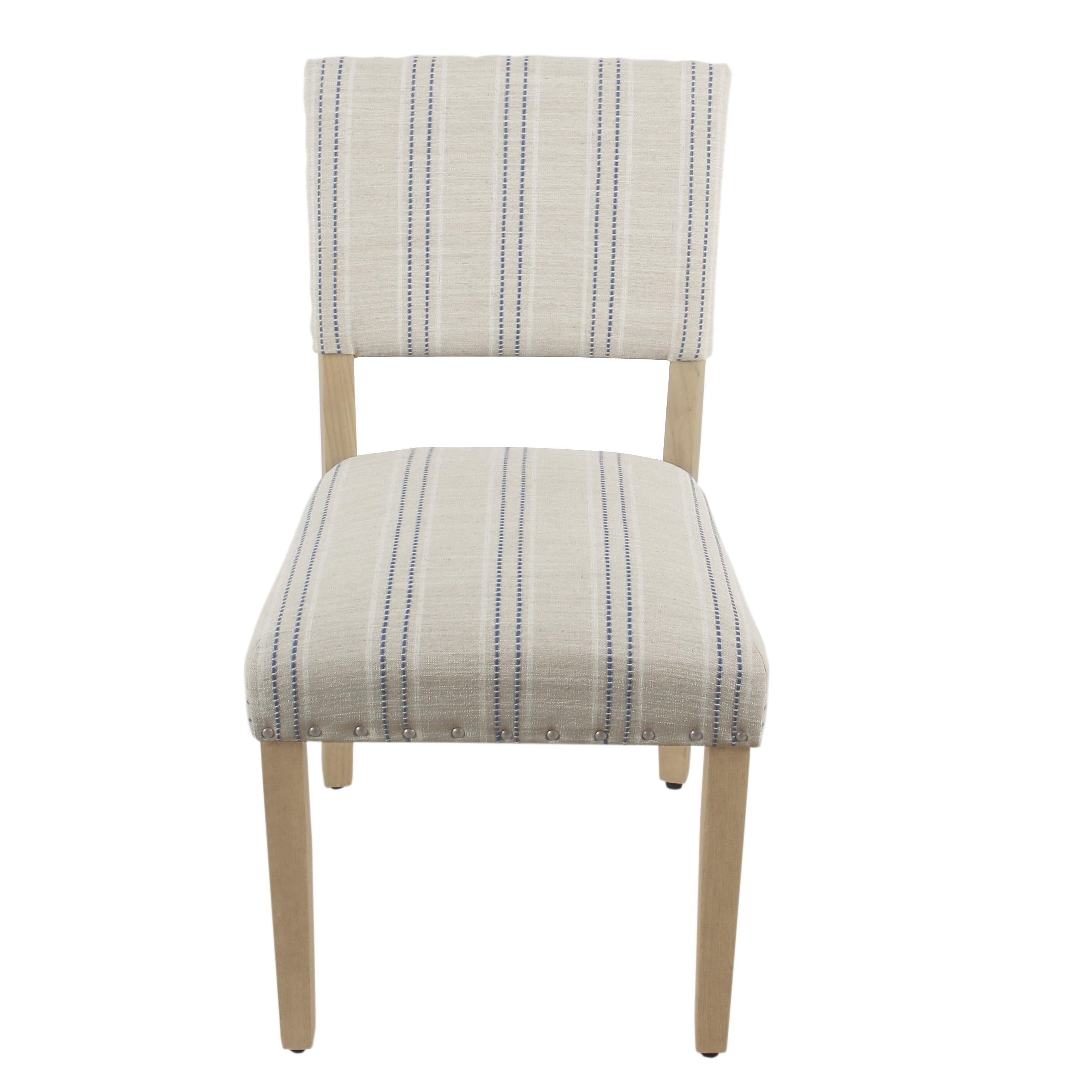 Classic Farmhouse Linen Upholstered Side Chair in Blue, Set of 2