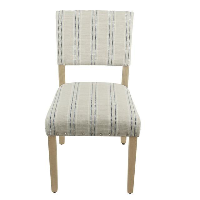 HomePop Set of 2 Stripe Dining Chairs Blue/White : Upholstered, Rubberwood Legs, Transitional Style