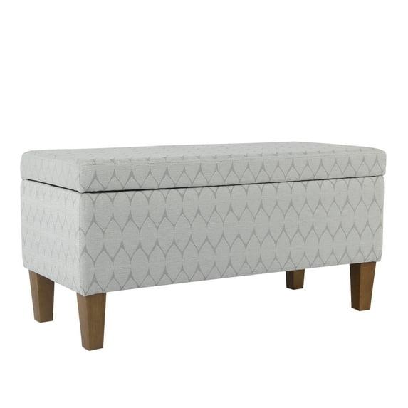 Large Textured Storage Bench Light Gray - HomePop: Upholstered, Bedroom, Rectangular, Wood Legs