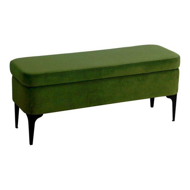 Large Modern Storage Bench Green Velvet - HomePop