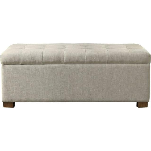 Classic Large Tufted Storage Bench Light Gray - HomePop: Upholstered Ottoman, Bedroom & Entryway Seating