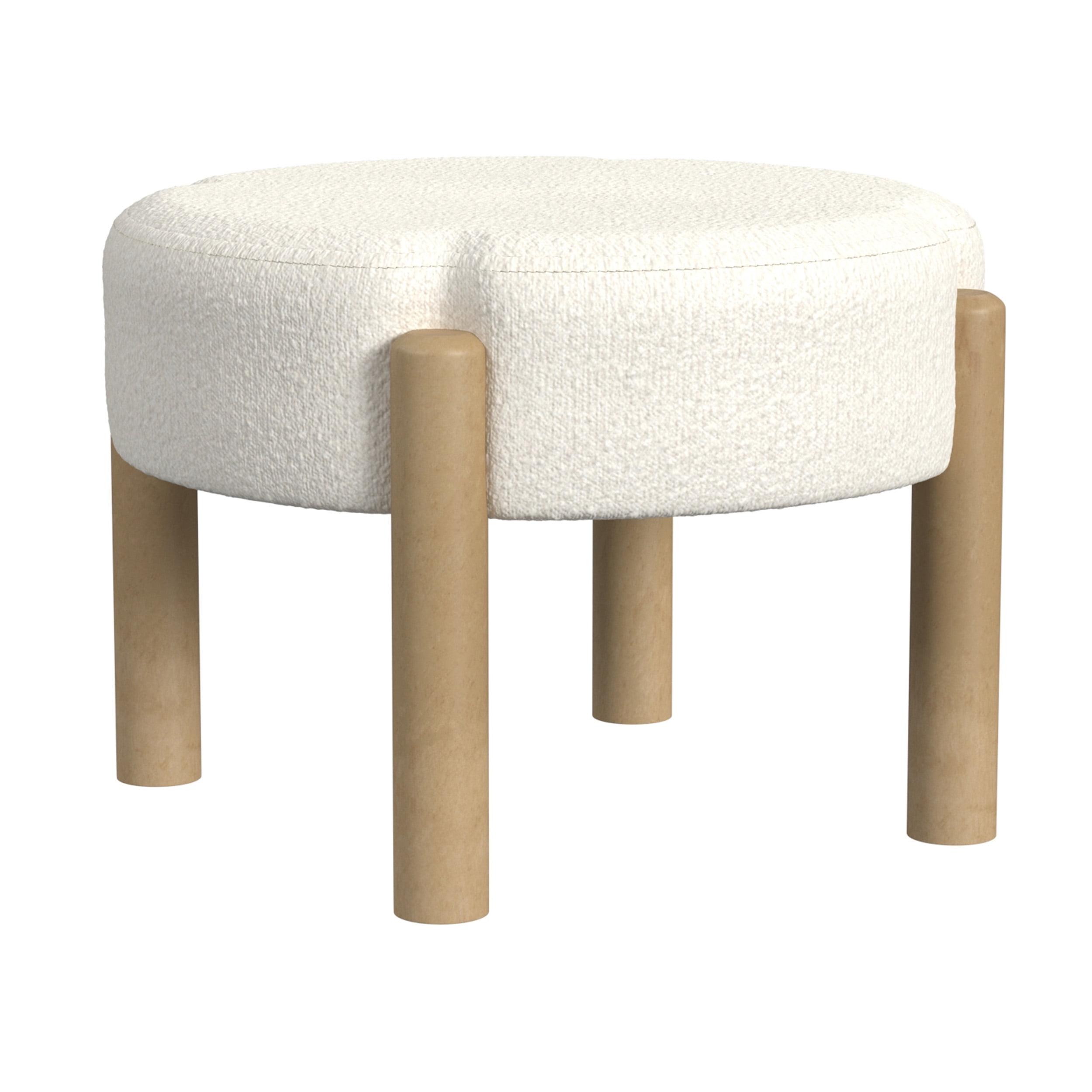 Luna Boucle Ottoman Cream - HomePop: Round, Upholstered, Wood Frame, No Assembly Required