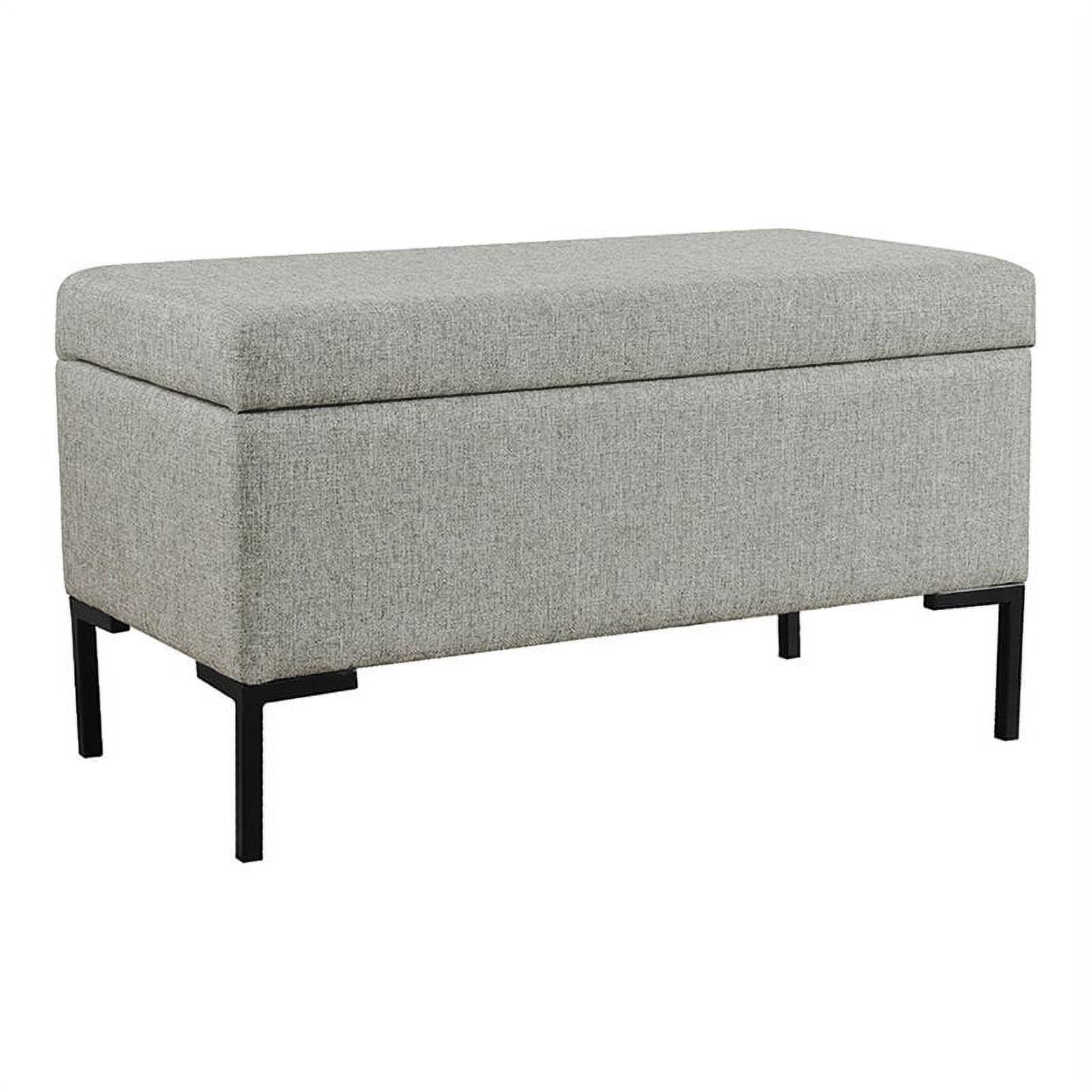 Medium Storage Bench with Metal Legs Gray Woven - HomePop