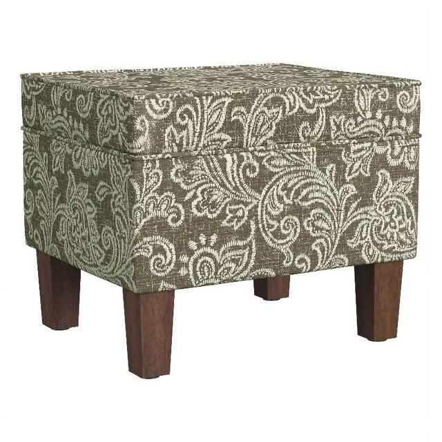 HomePop Medium Storage Ottoman Brown : Upholstered Footstool, Floral Pattern, Hardwood Frame