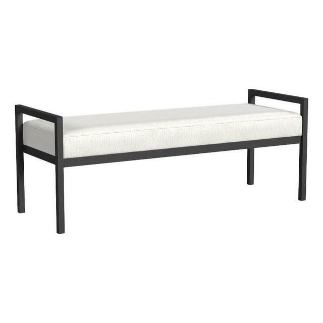 HomePop Modern Metal Bench Cream: Rectangle Upholstered Indoor Bench, End of Bed Seating, Polyester