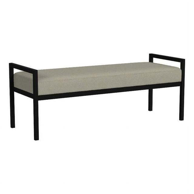 HomePop Moderno Metal y Terciopelo Bench, 49.5"Ancho x 17.25"Profundidad x 19"Alto, Gris/negro