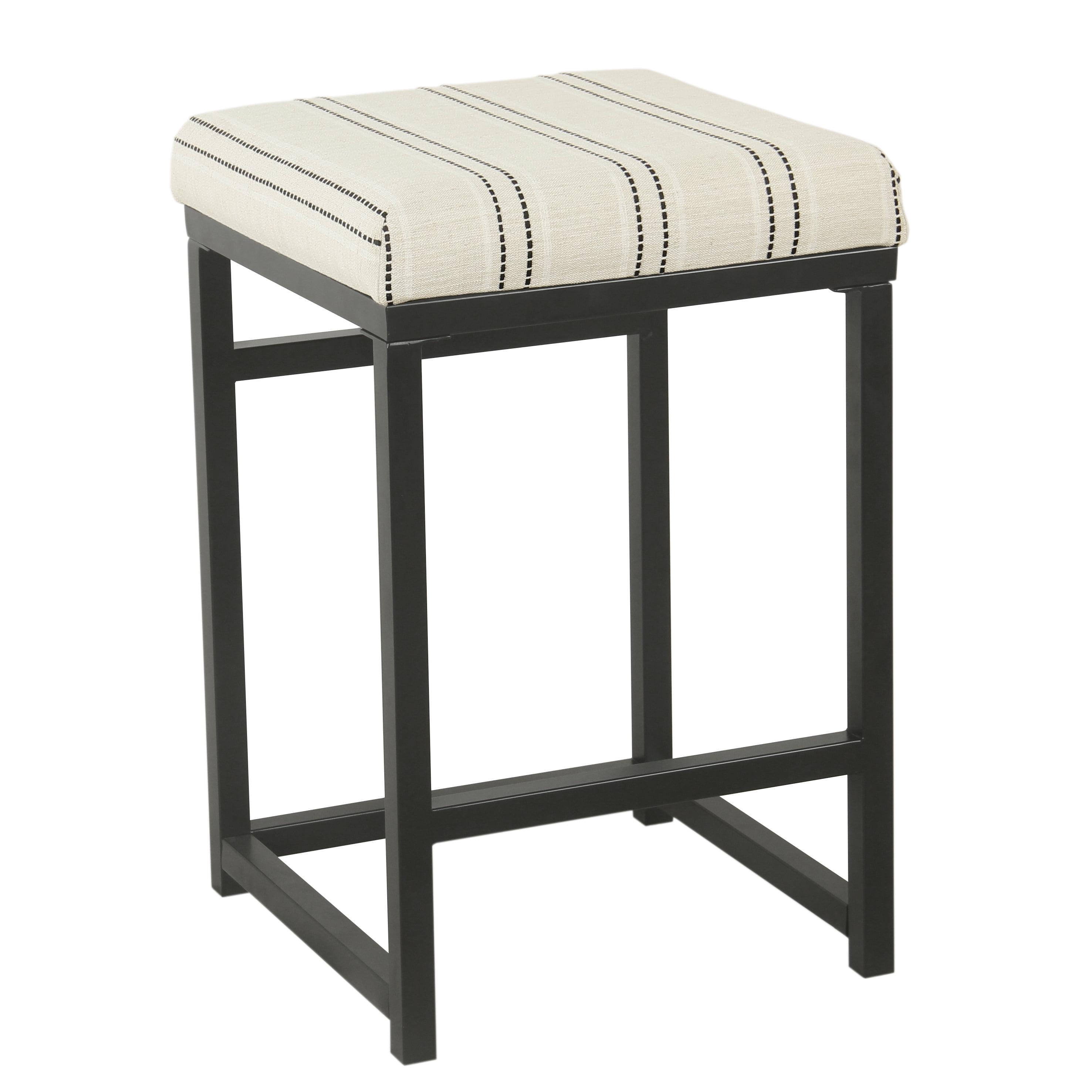 Sleek Industrial Black and White Stripe 24" Metal Counter Stool