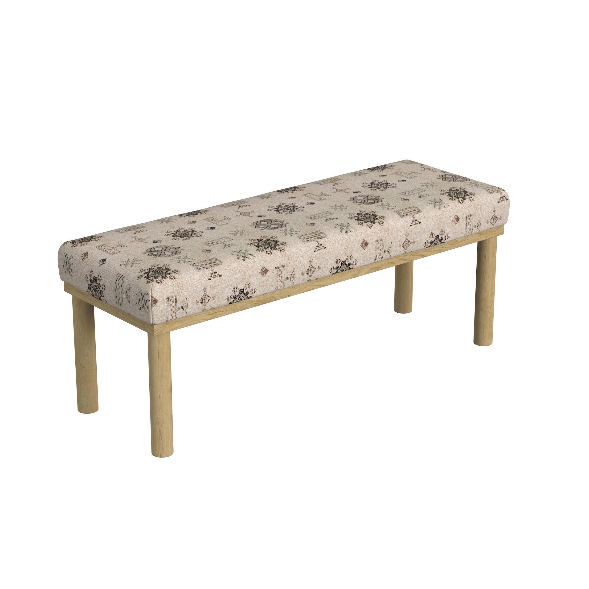 Oslo Cream Upholstered Bench with Natural Wood Legs