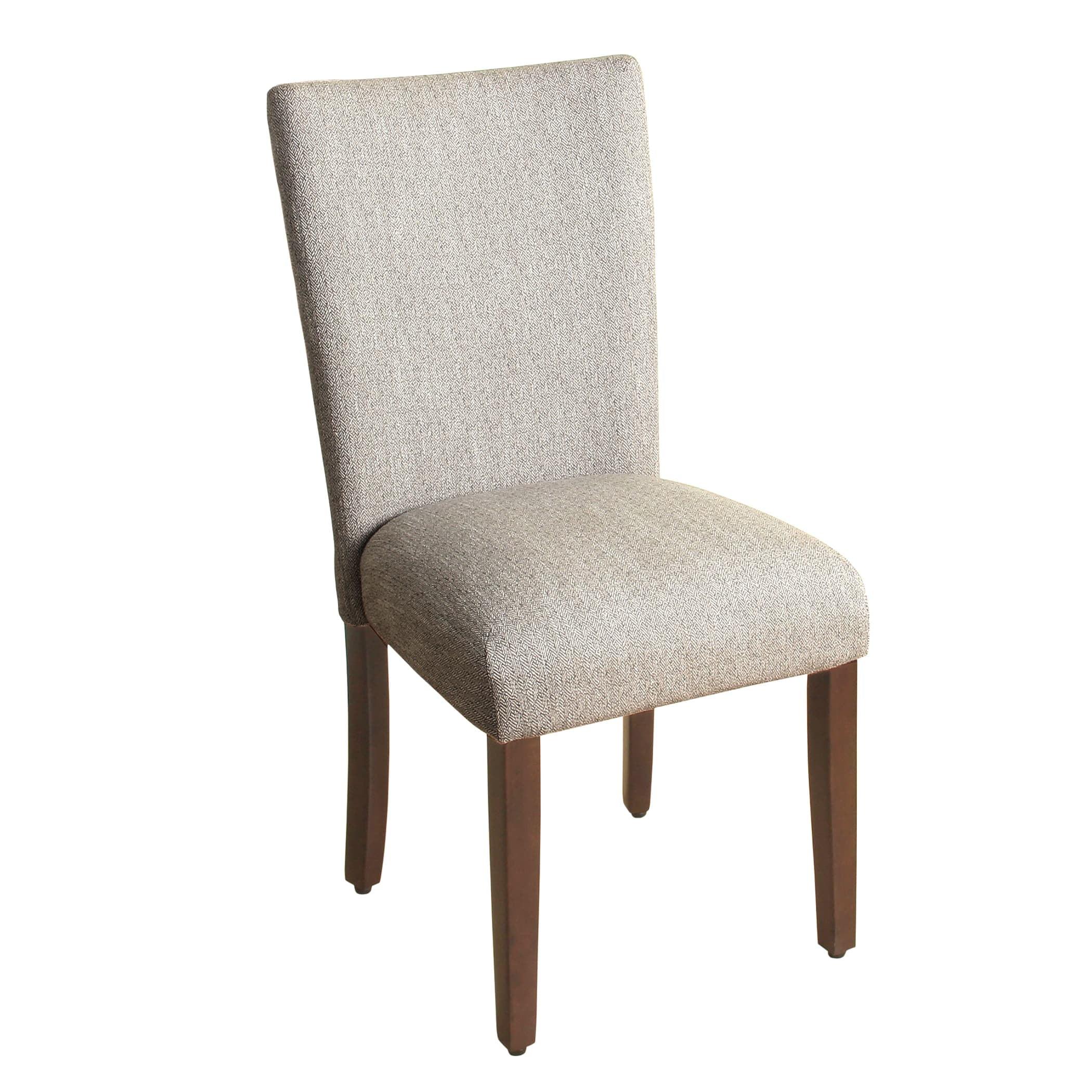 Elegant Light Grey Linen & Wood Parsons Side Chair