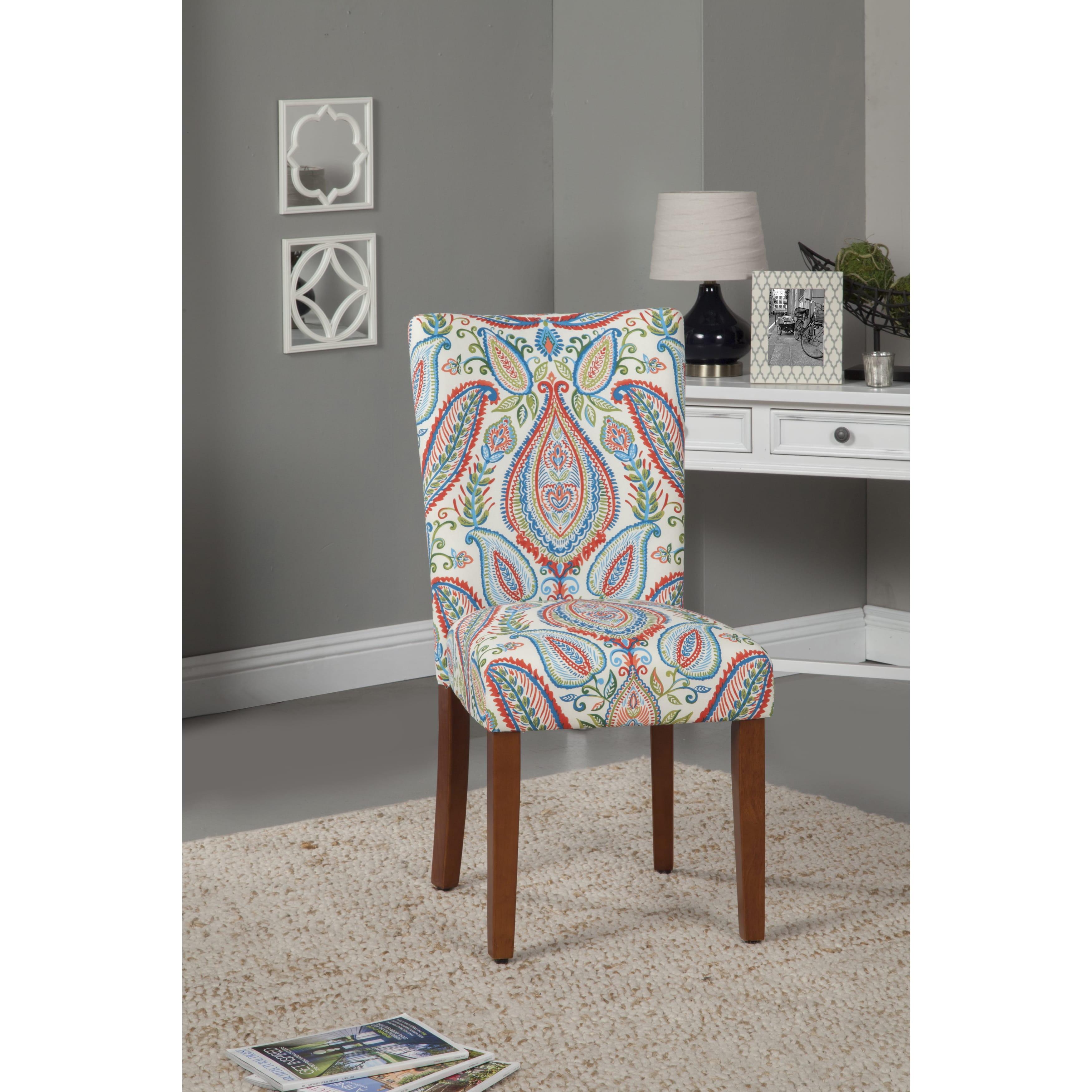 Classic Multicolor Linen and Wood Parsons Side Chair Set