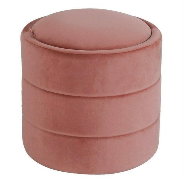 Storage Round Ottoman Blush Velvet - HomePop