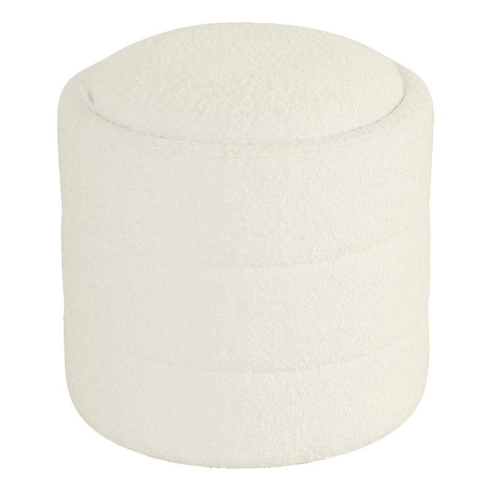 Cream Boucle Round Tufted Storage Ottoman