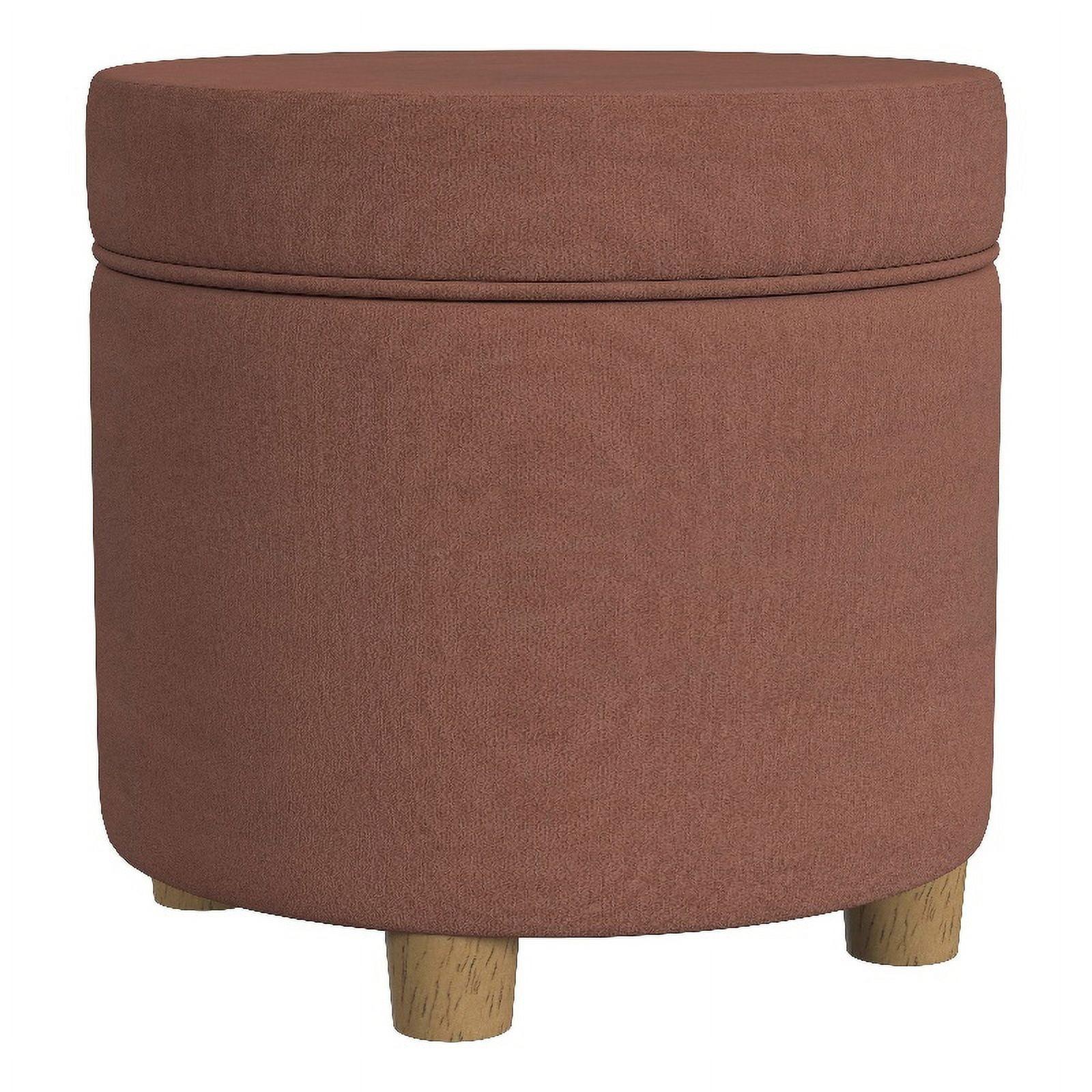 HomePop Round Storage Ottoman Spice: Upholstered Footstool with Hardwood Frame, 250lb Capacity