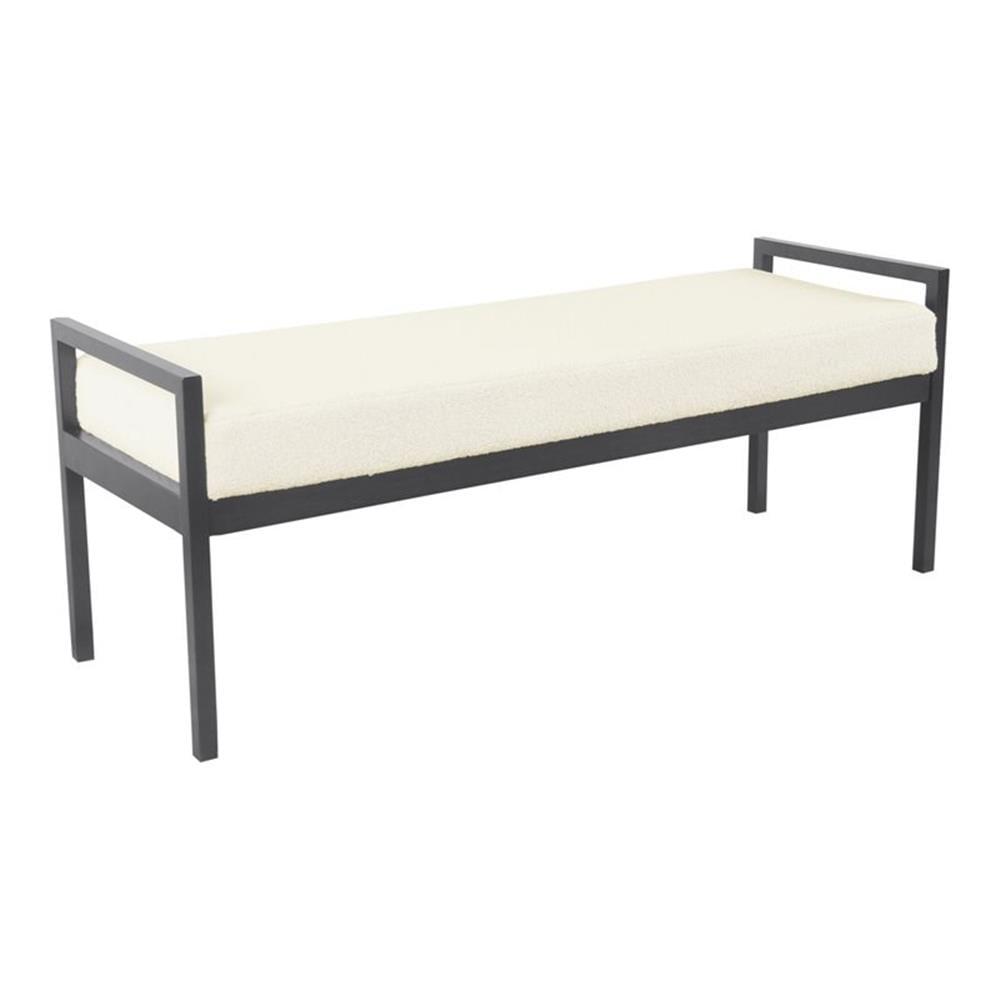 Modern Metal Faux Shearling Bench - HomePop