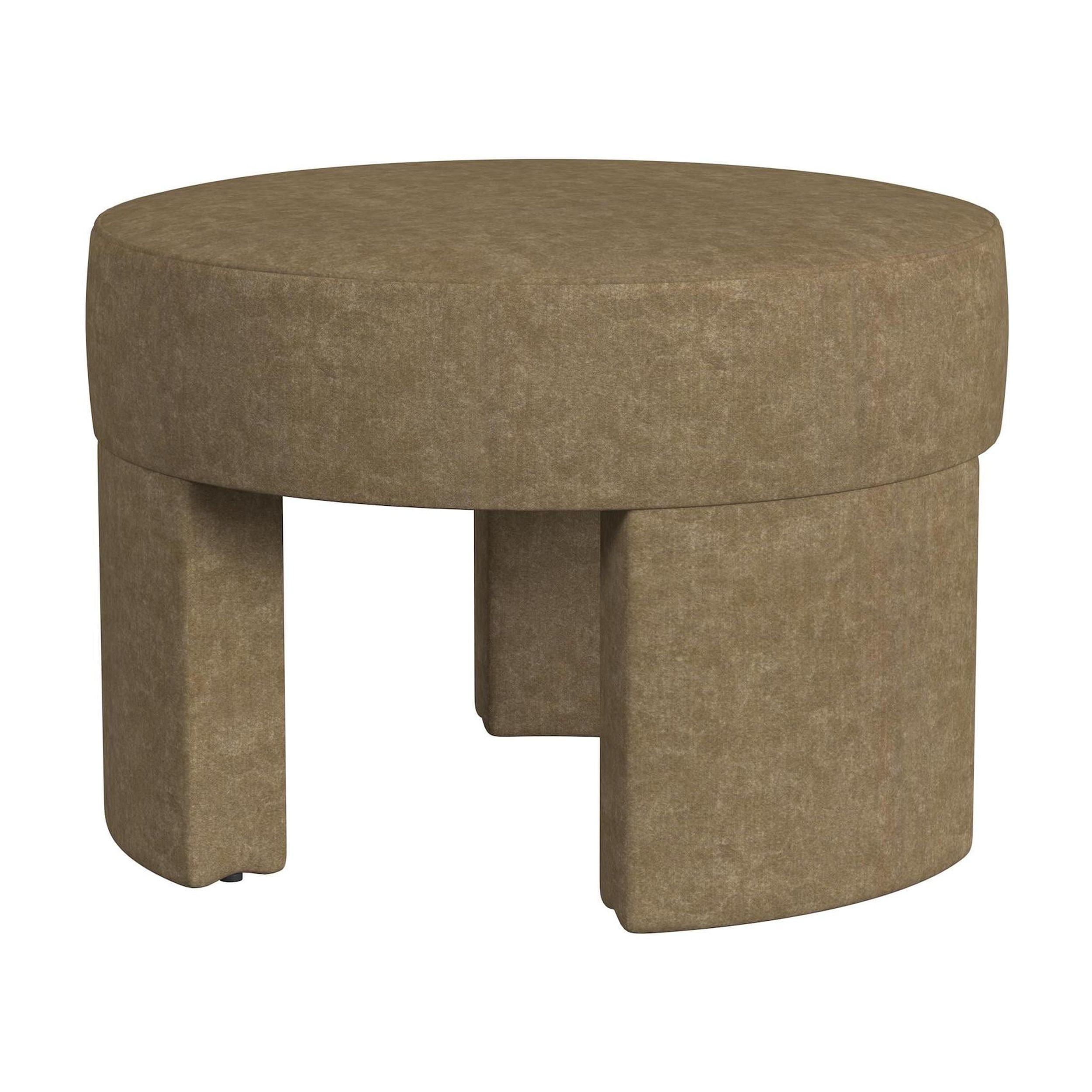 Sophia Ottoman Mocha - HomePop: Velvet Upholstered, Footrest, Round Bench, No Assembly Required