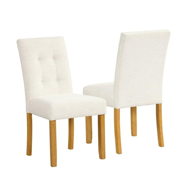 HomePop Set of 2 Tufted Back Dining Chairs Cream: Upholstered, Plywood Frame, 300lbs Capacity
