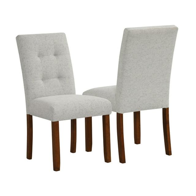 HomePop Set of 2 Tufted Back Dining Chairs Gray: Upholstered Polyester, Plywood Frame, 300 lbs Capacity