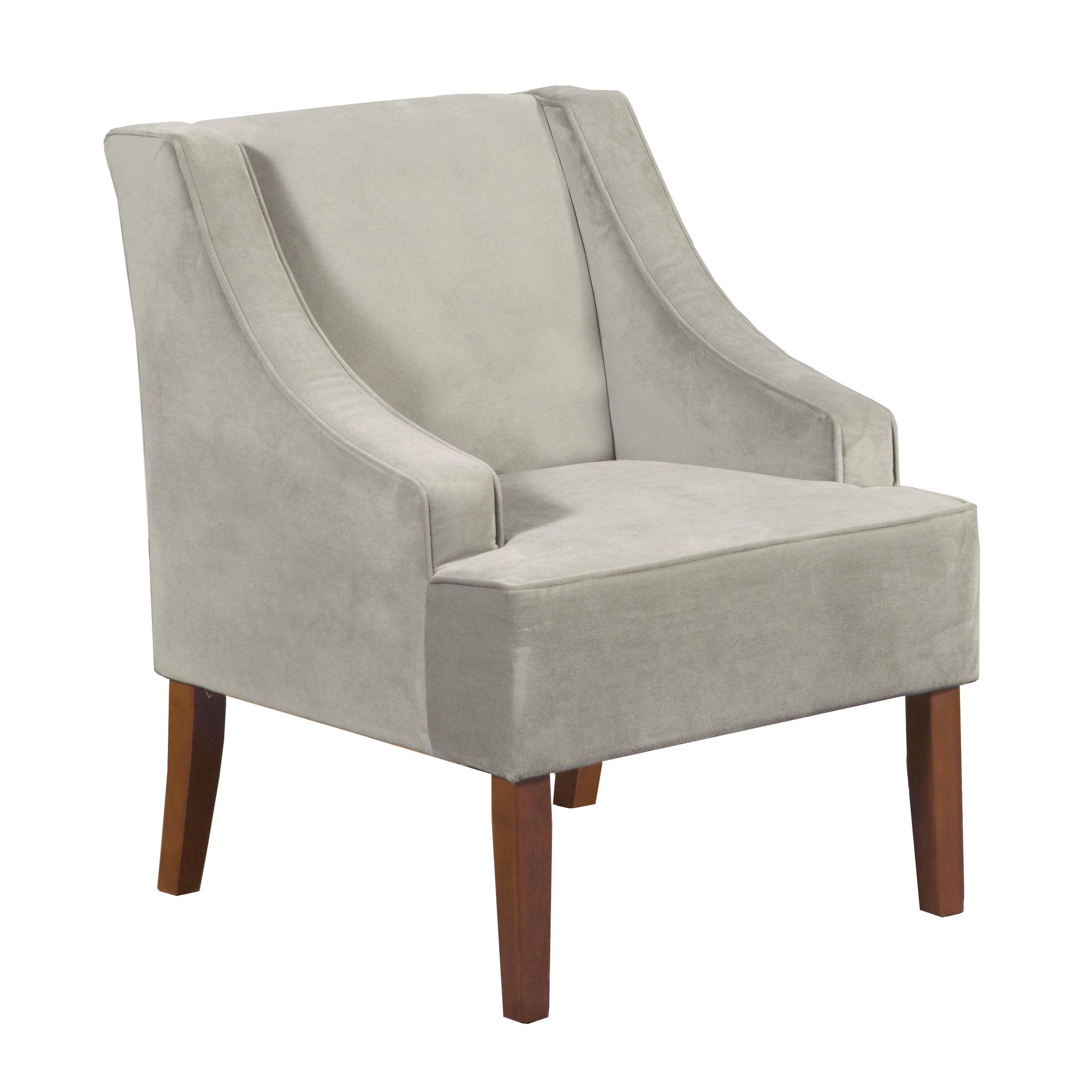 Elegant Gray Velvet Wood Accent Chair with Swoop Arms