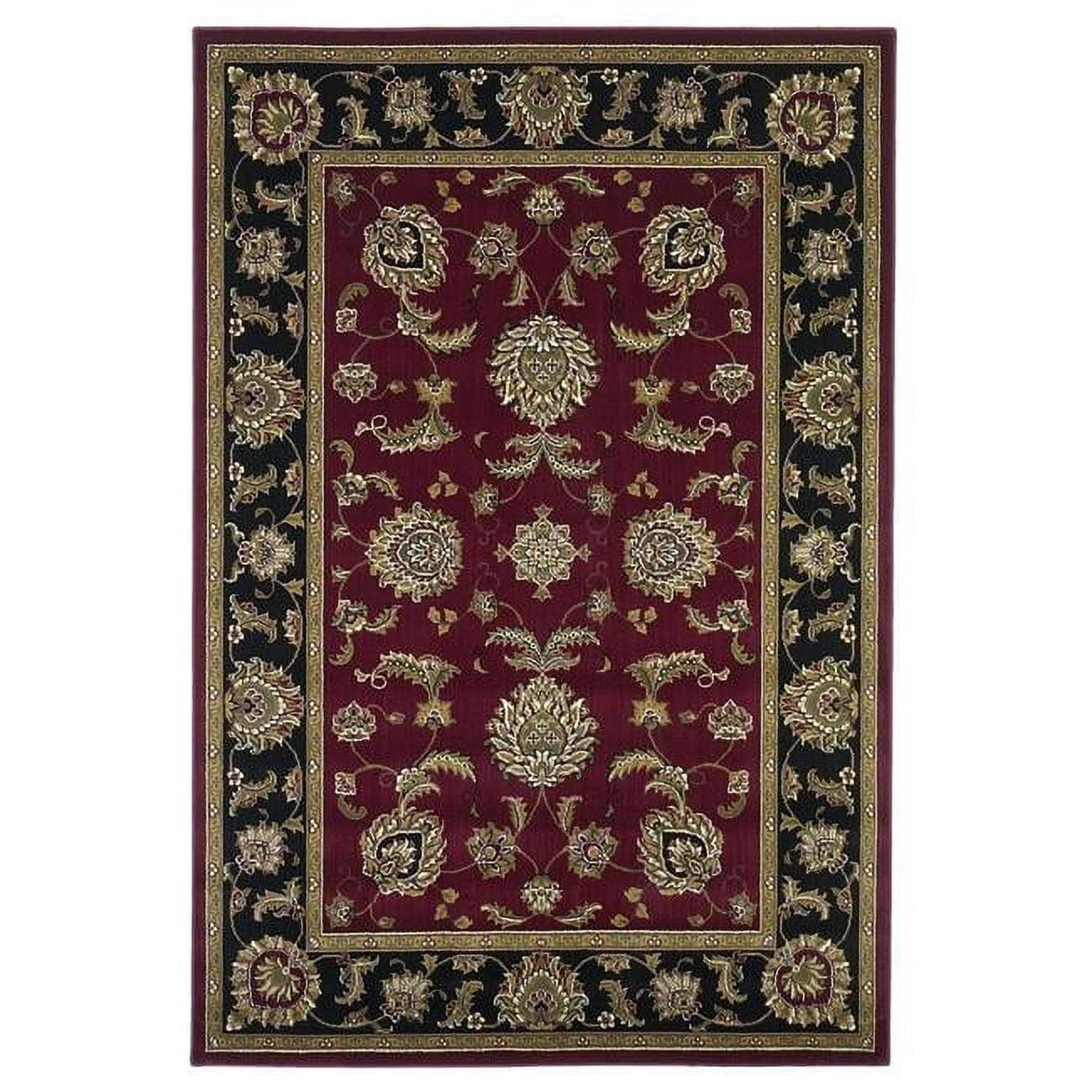 Red and Black Medieval Tufted Synthetic Area Rug 2' x 3'