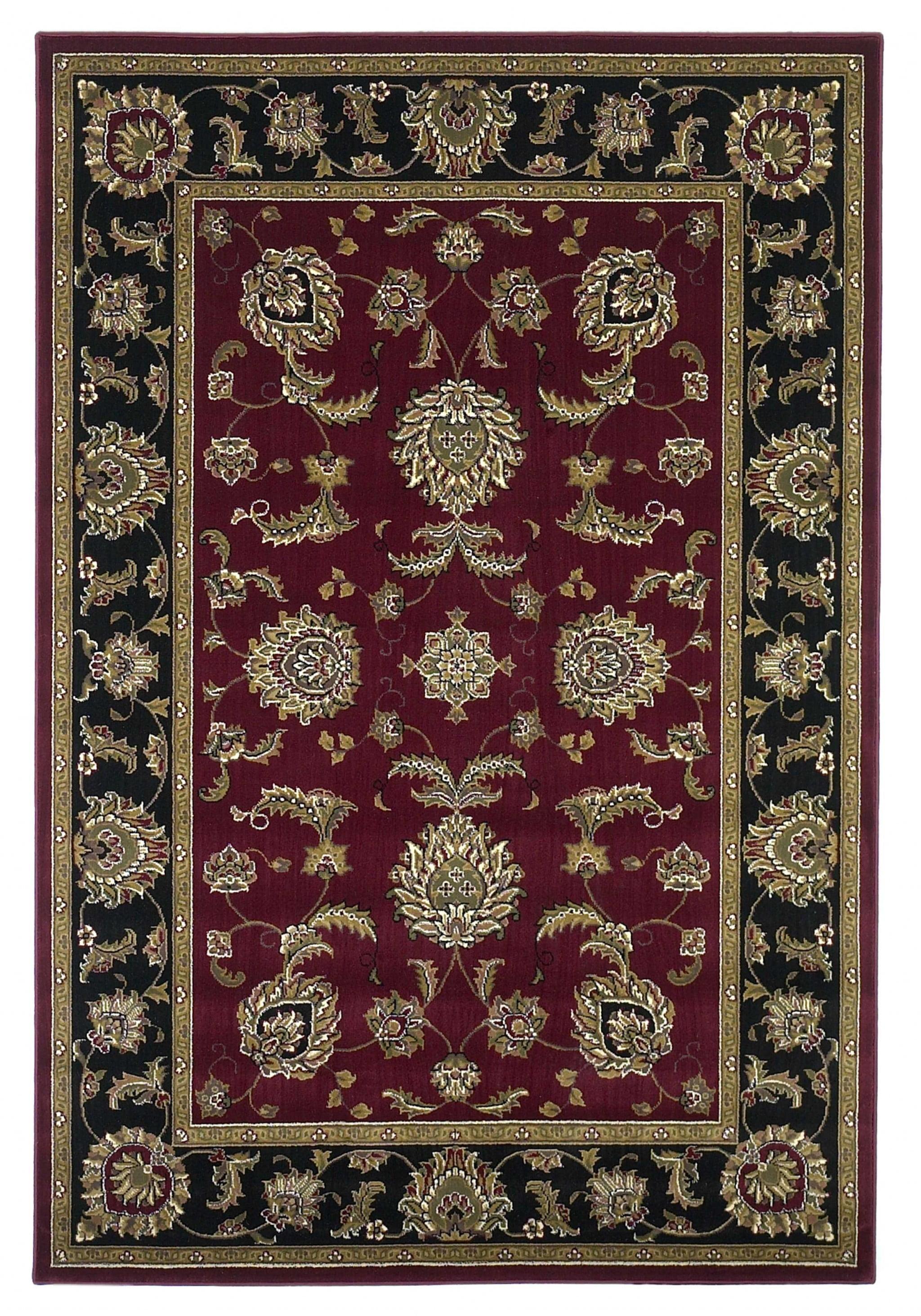 Red and Black Medieval Tufted Synthetic Area Rug 2' x 3'