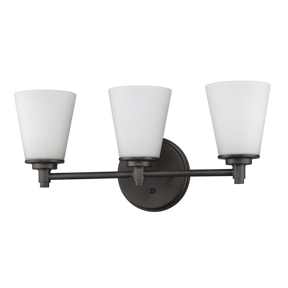 Bronze 3-Light Sconce with Frosted Glass Shades