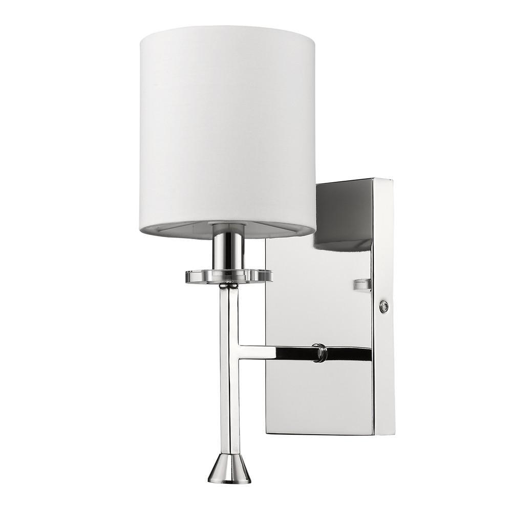 Minimalist Silver Wall Sconce with White Fabric Shade