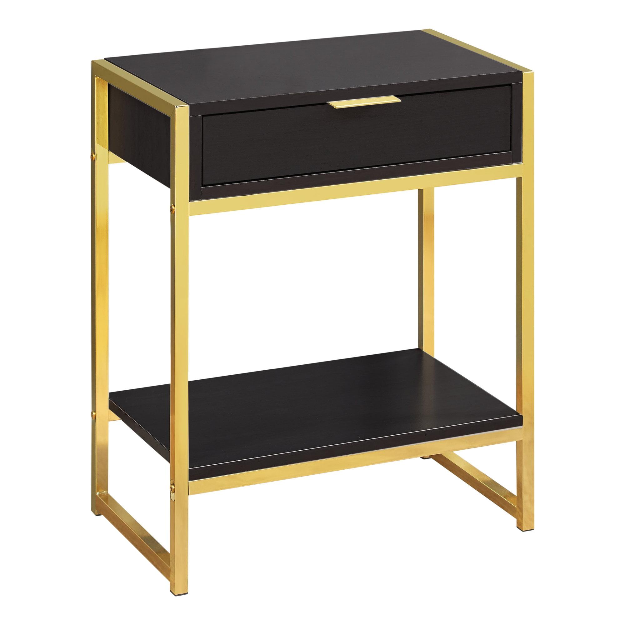 Cappuccino and Gold Metal Rectangular Storage Accent Table