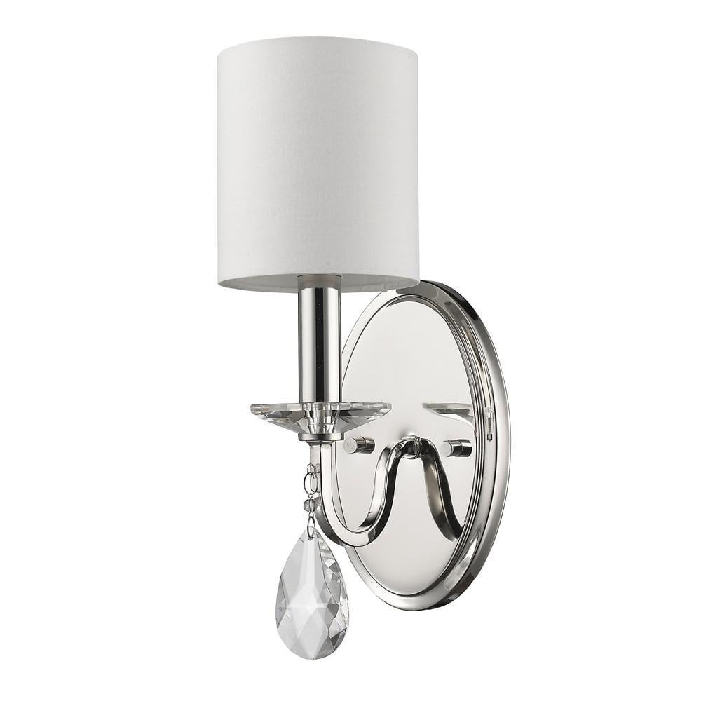 HomeRoots Silver Three Light Wall Sconce with White Fabric Shade