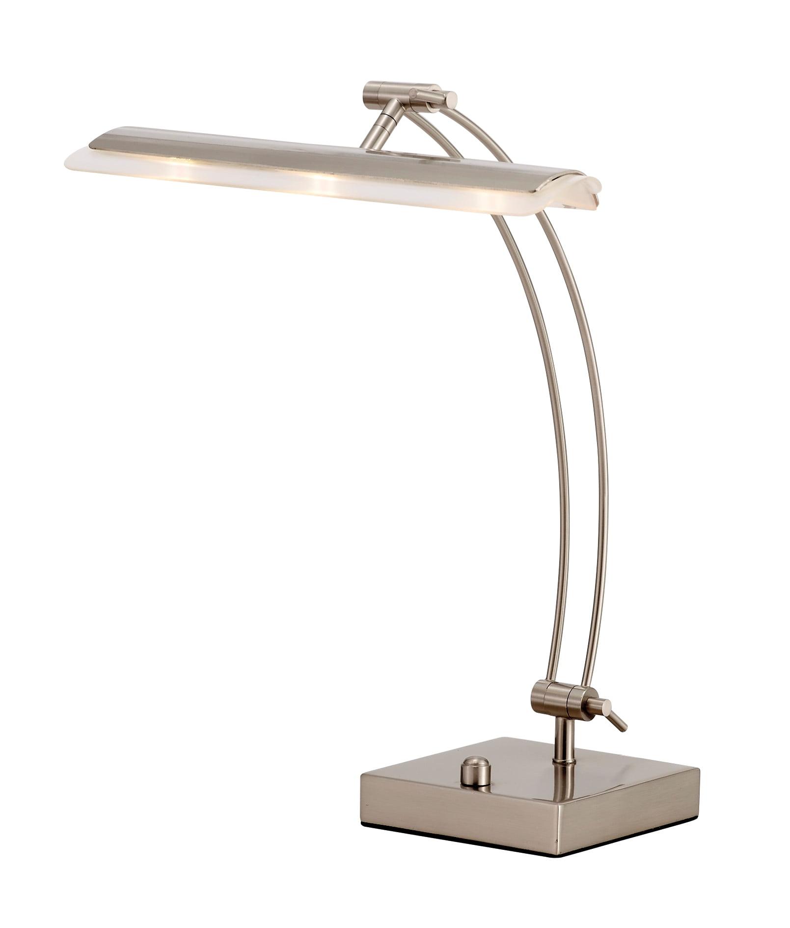 Wide Angle Adjustable Silver Metal LED Desk Lamp