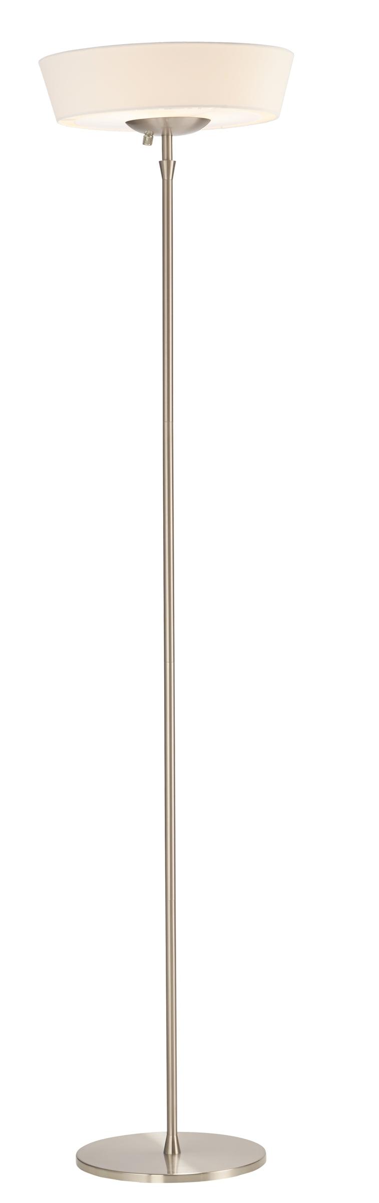 Brushed Steel 71" Floor Lamp with White Linen Shade