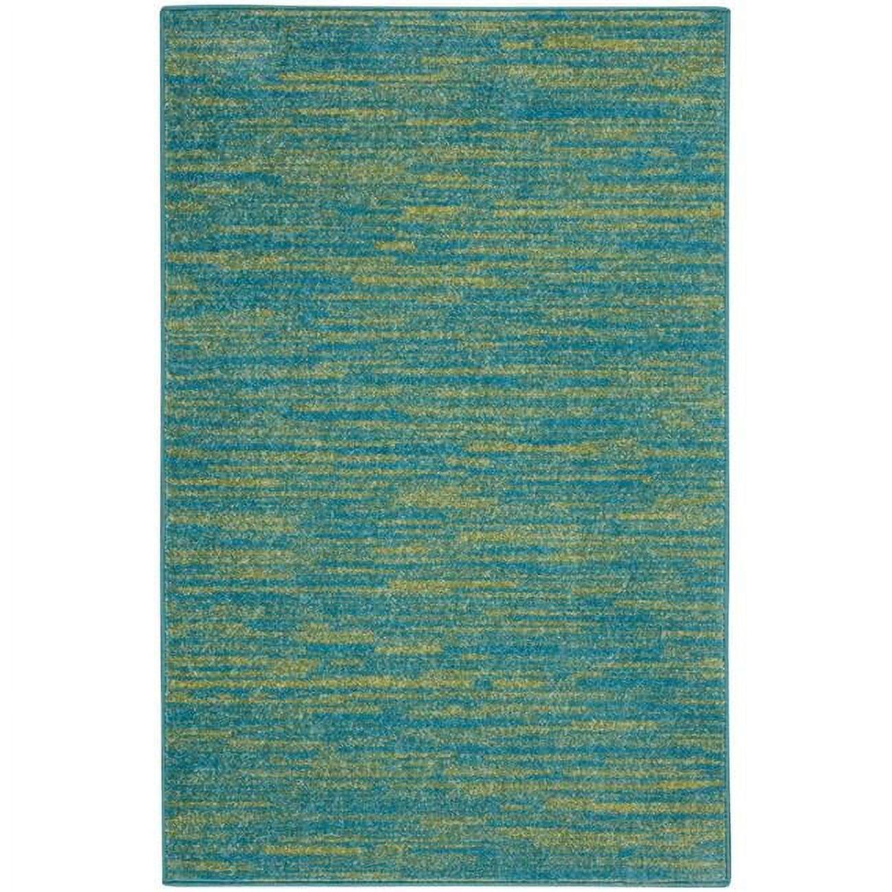 2 x 4 ft. Blue & Green Striped Non Skid Indoor & Outdoor Runner Area Rug - Blue and Green - 2 x 4 ft.