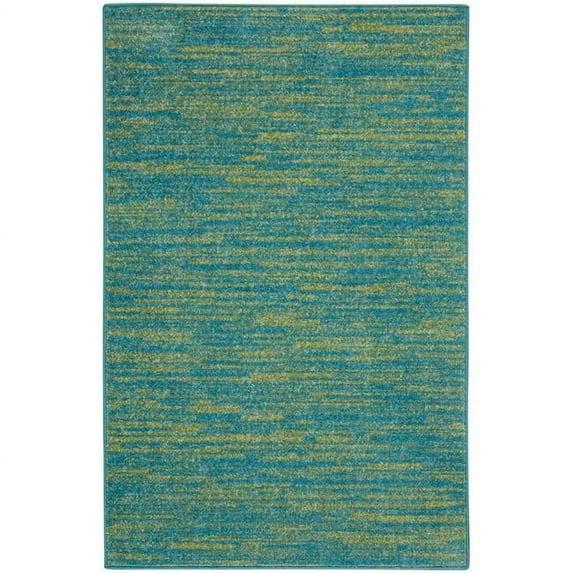 2 x 4 ft. Blue & Green Striped Non Skid Indoor & Outdoor Runner Area Rug - Blue and Green - 2 x 4 ft.