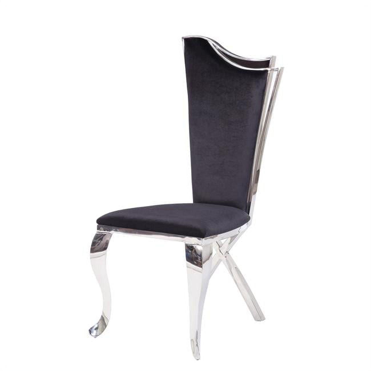 Black Upholstered Wood and Metal Side Chair