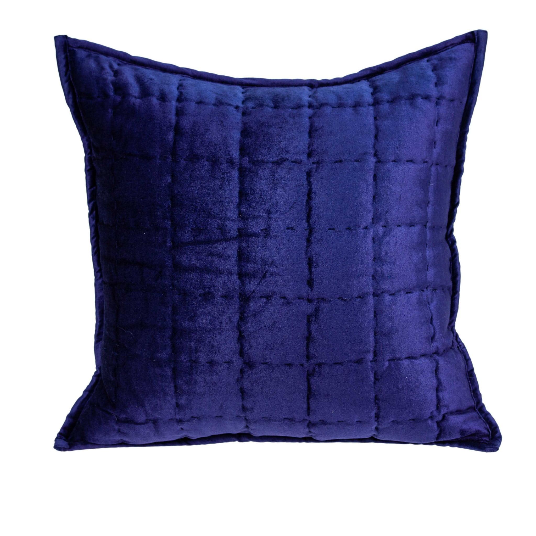 Royal Blue Quilted Cotton Viscose Square Pillow with Poly Insert