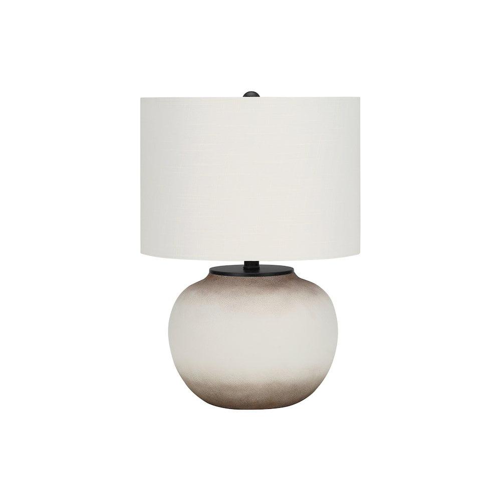 21 in. Ceramic Round Table Lamp with Cream Drum Shade, Cream