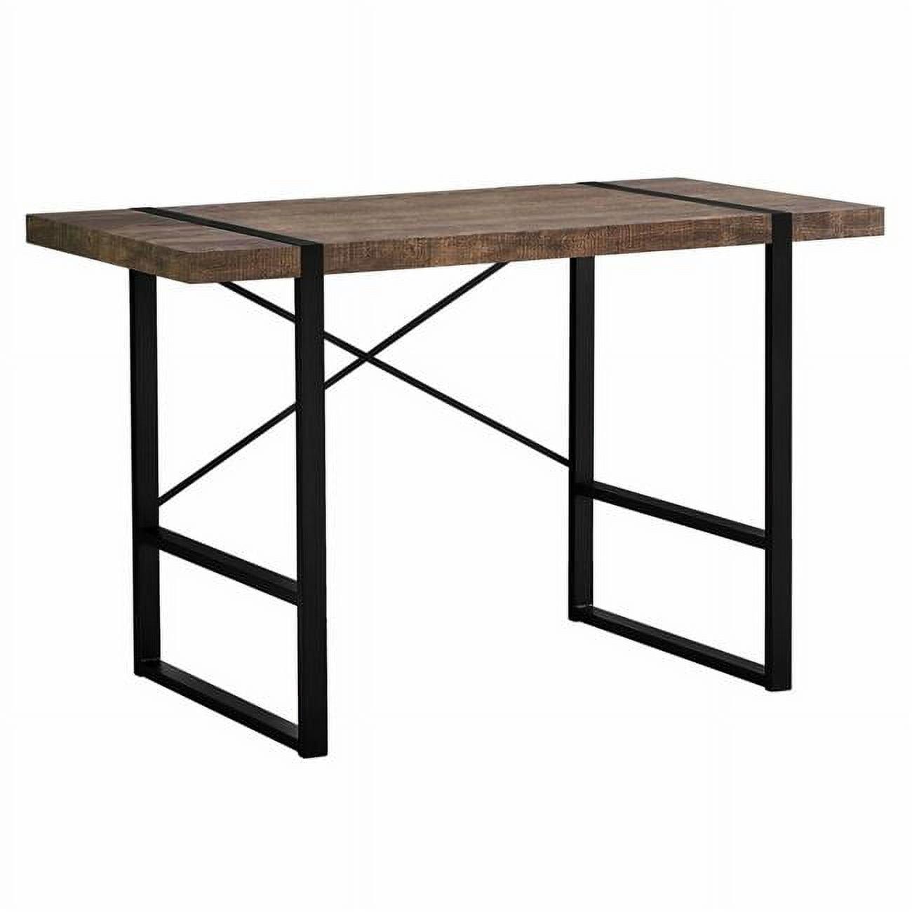 Executive Brown-Black Reclaimed Wood Desk with Drawer