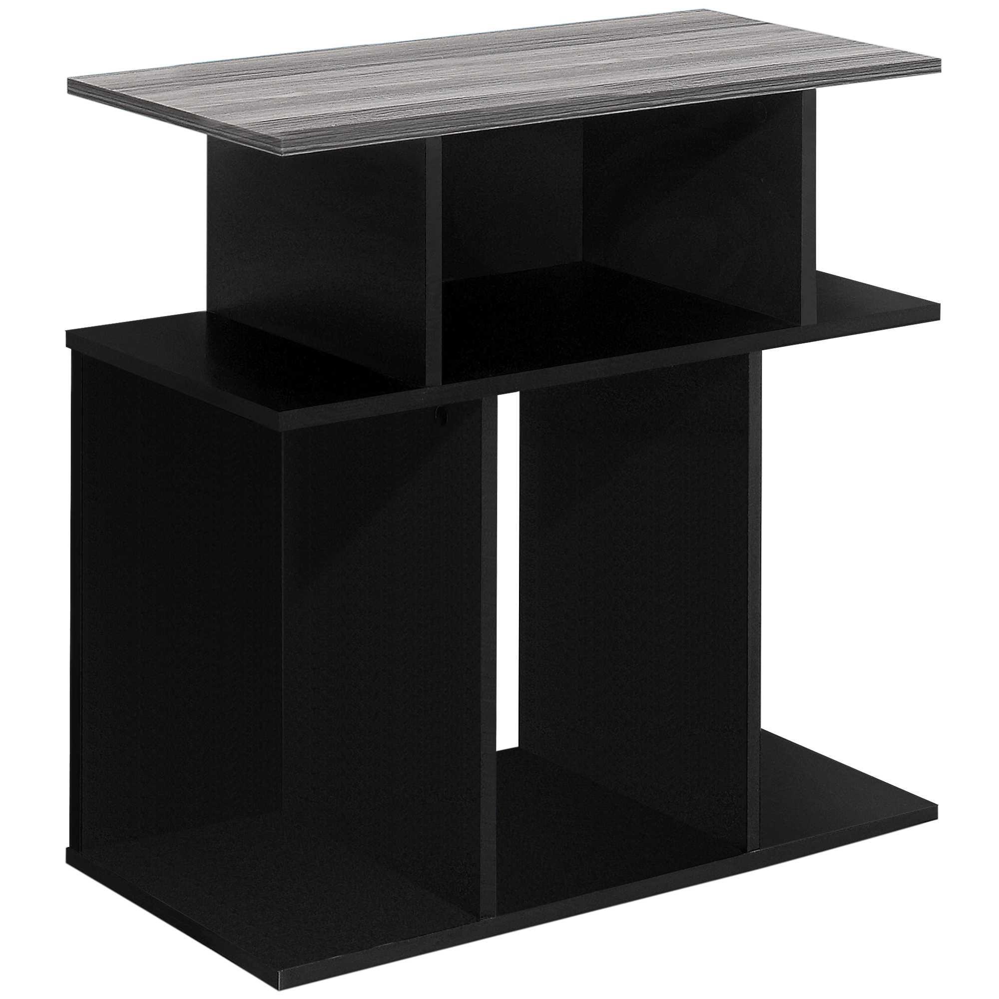 Contemporary Black & Grey Wood Look Accent Table with Open Shelves