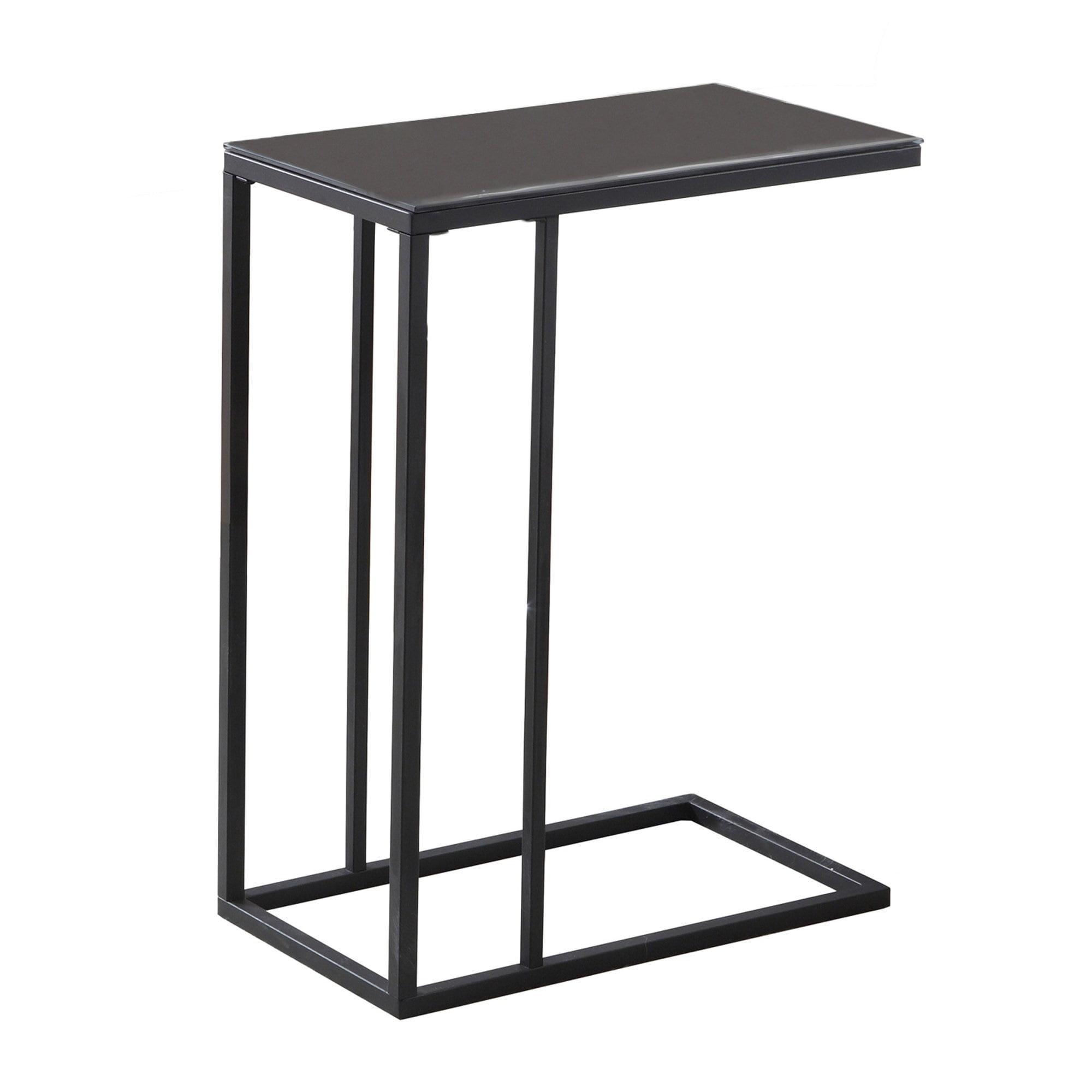 Sleek Black Metal and Tempered Glass Rectangular Accent Table