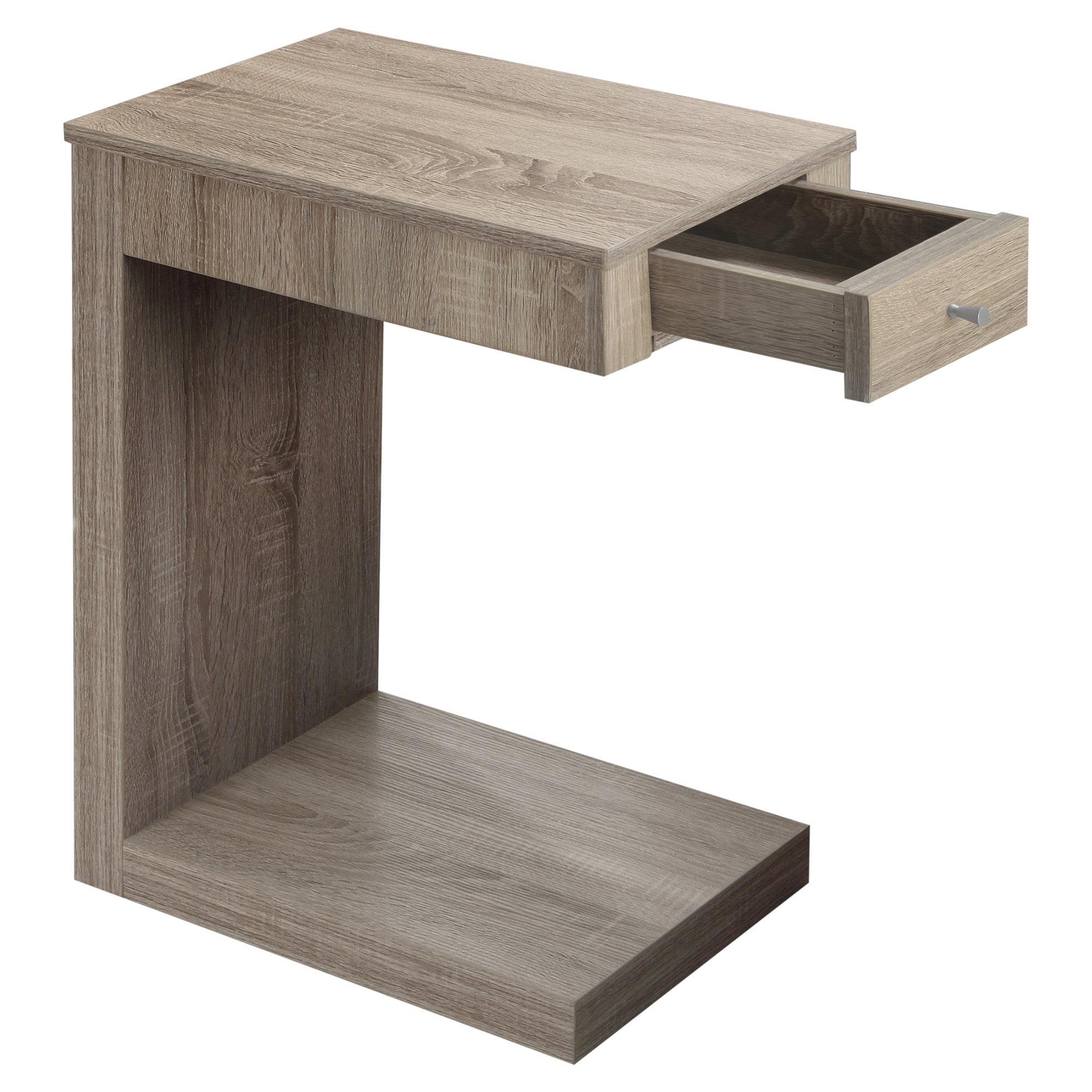 Dark Taupe Finish Rectangular Wood Accent Table with Storage